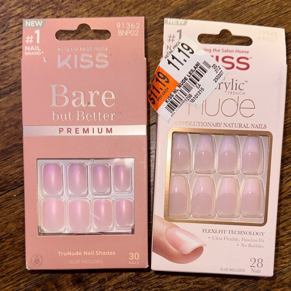 Kiss Bare 2 Nail Sets NEW - but Better Premium Nails in Soft Pink & French Nude